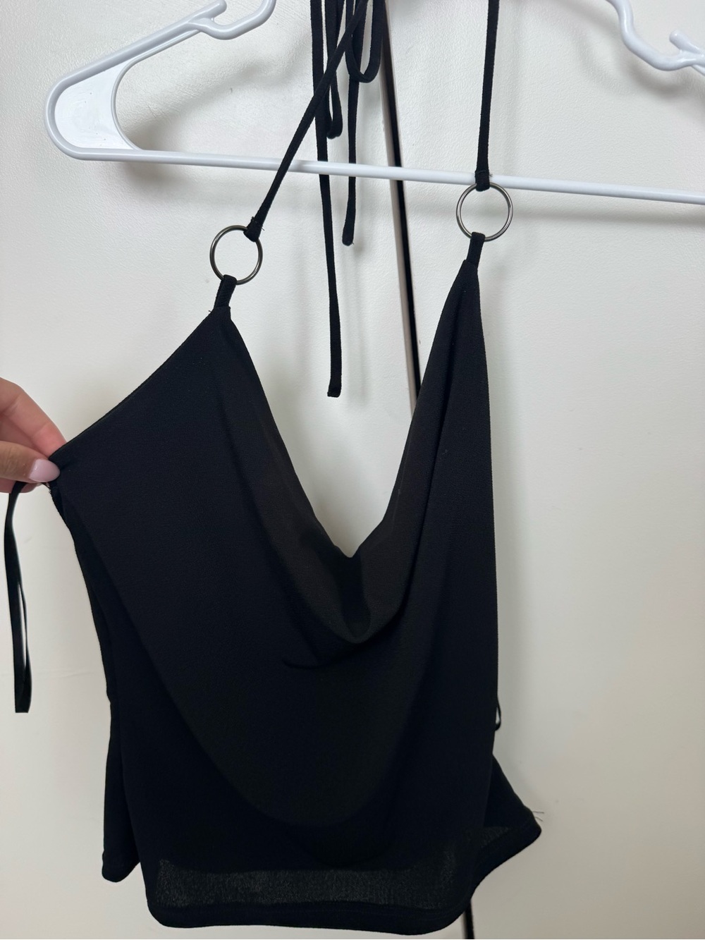 Urban Outfitters Black Cowl Neck Tank with Ring Details